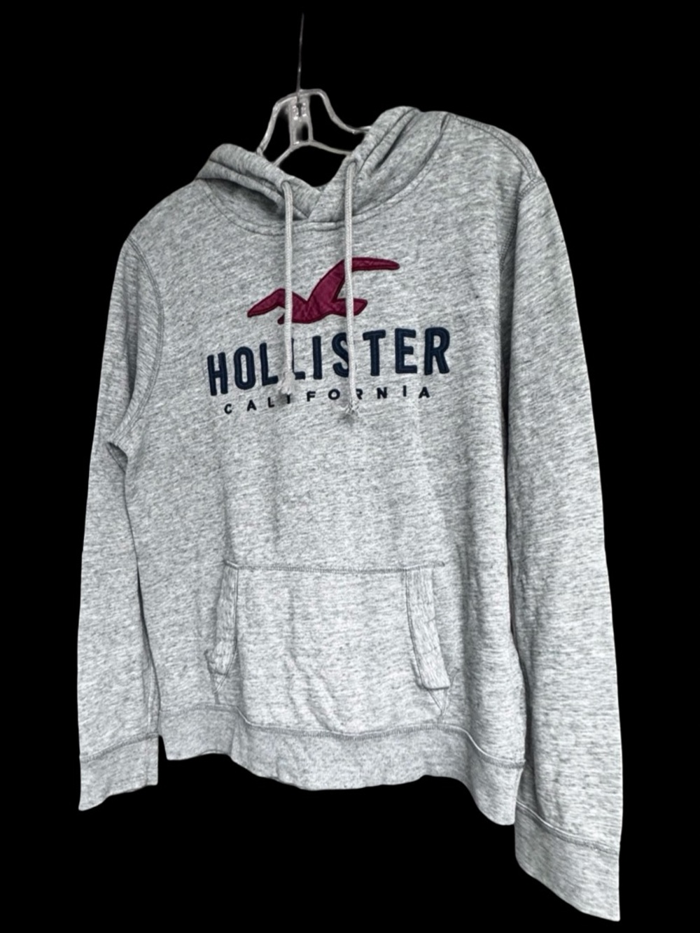 Hollister Heather Gray Hoodie with Navy and Maroon Logo